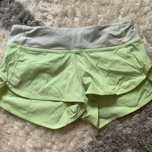 Green Lululemon Speed Up Shorts!